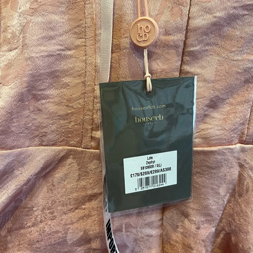 House of CB: Lola Pink Jacquard Asymmetrical Dress - Picture 6 of 6